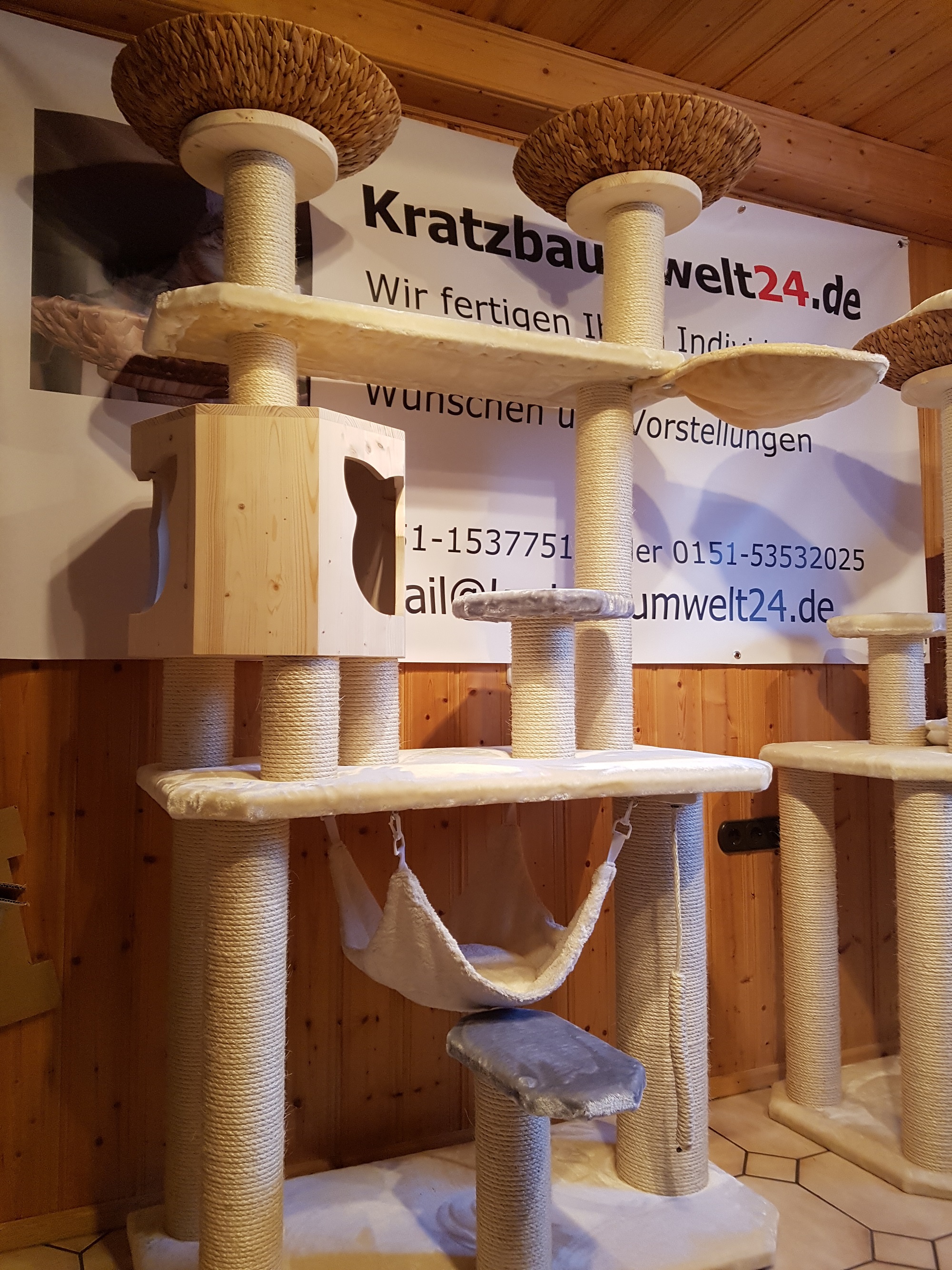 Katzenbaum fr Katzen Naturkratzbaum Handarbeit Hngematte fr Katzen  Stabiler Kratzbaum | kratzbaumwelt24.de
